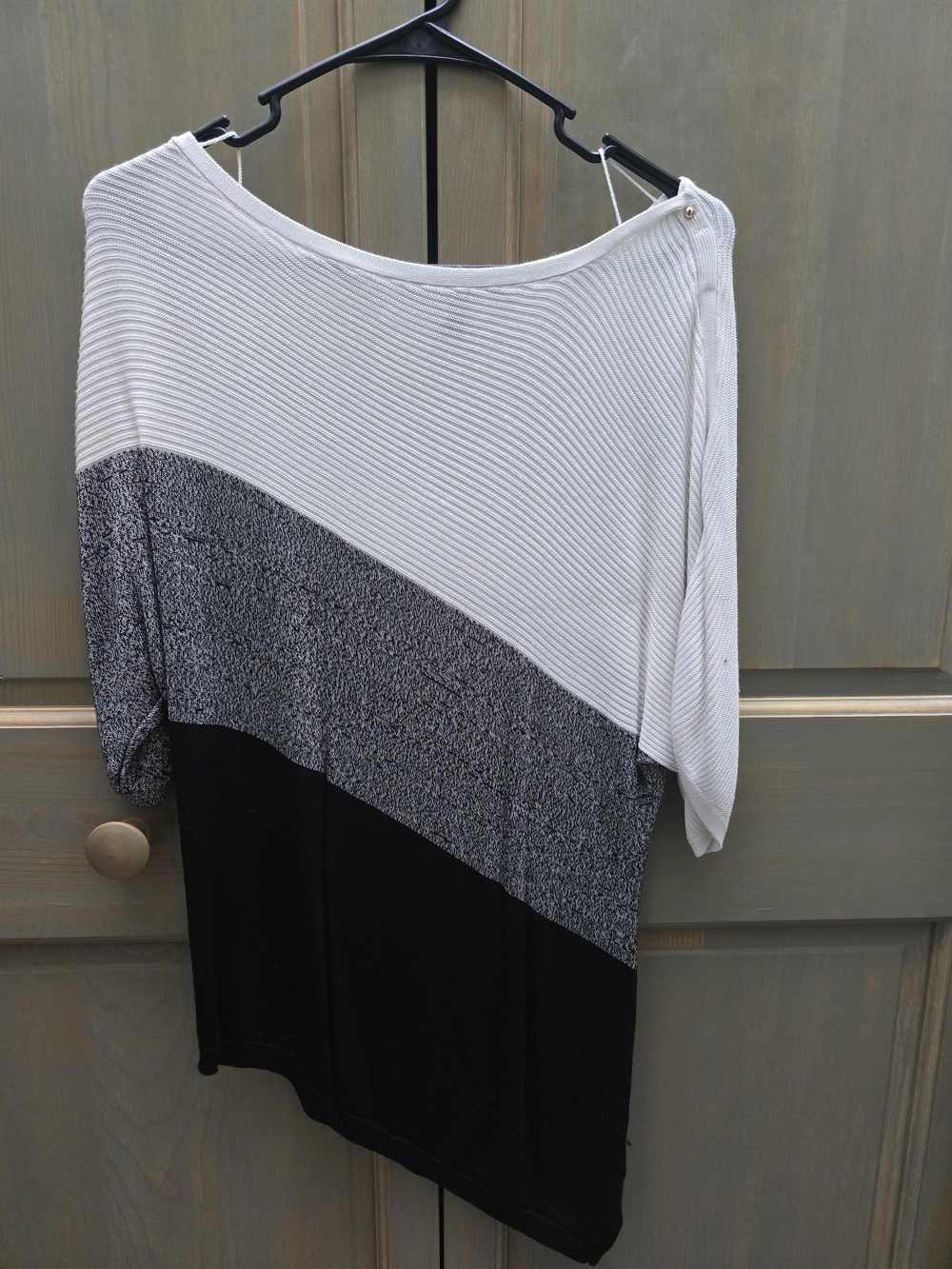 White House Black Market Light Gray Knit Boatneck Top